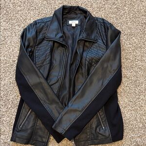 Style & Co. Quilted Black Leather Jacket